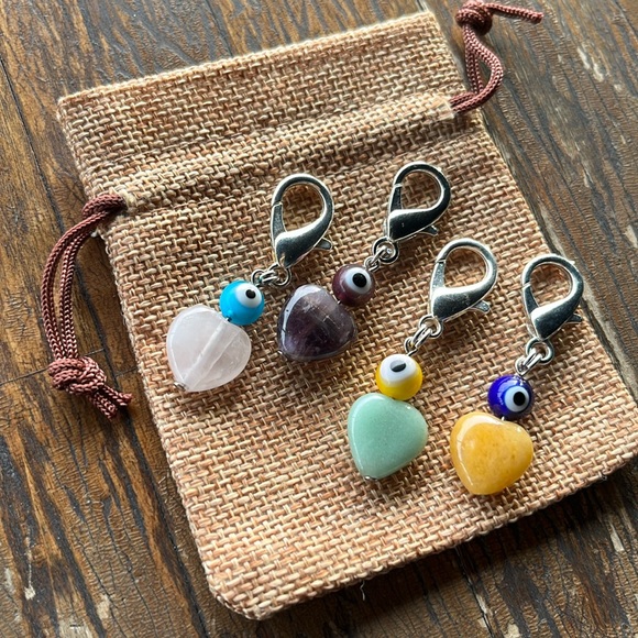 Crystal Pet Charms Howlite Pet Charm Rose Quartz Pet Charm Evil Eye Pet Charms - Picture 2 of 4